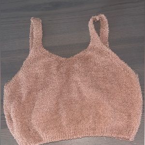 Soft clam brown cropped tank buttery soft furry top, worn once good condition